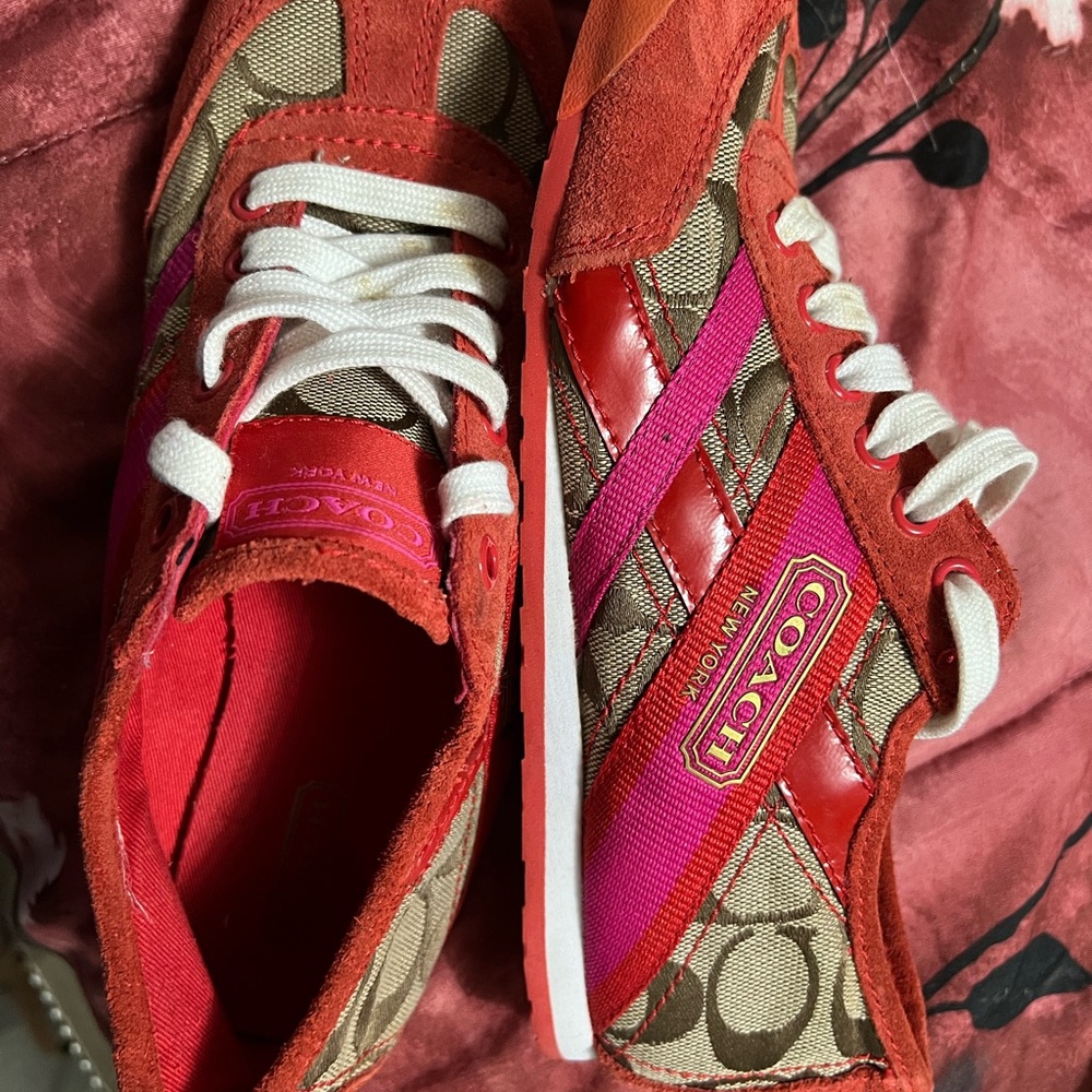 Coach Red and Pink Women's Sneakers - Picture 8 of 8